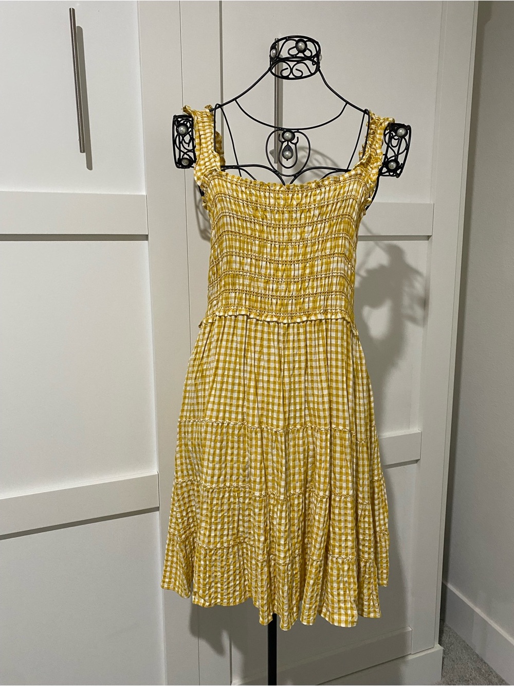Max Studio Yellow Gingham Midi Dress